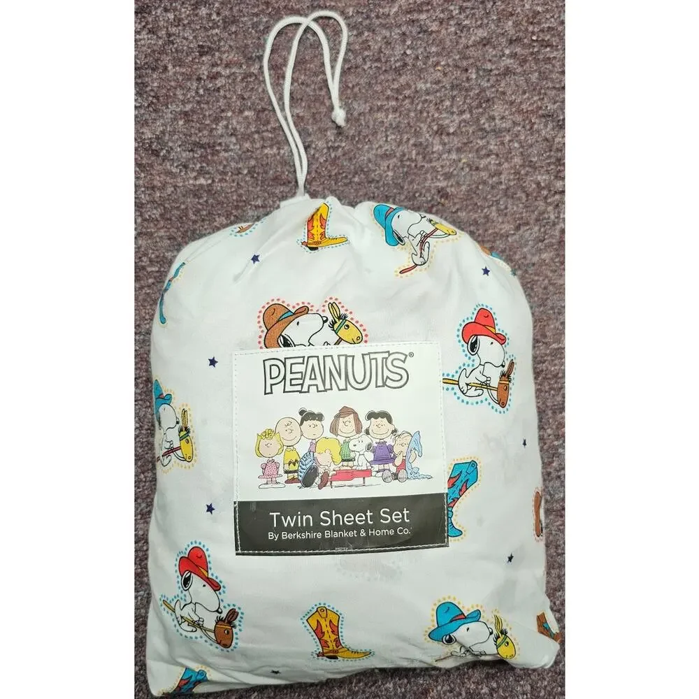 Berkshire Blanket & Home Co. Peanuts (Snoopy) Western Cowboy Twin Sheet Set New